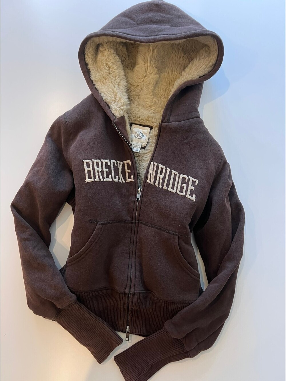 Vintage Y2K BAC Breckenridge Brown Faux Fur Lined Hoodie Jacket Size Small